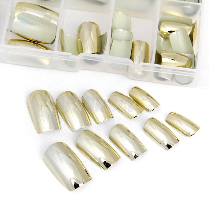 Boxed 70 Metallic Artificial Full Fake False Nails